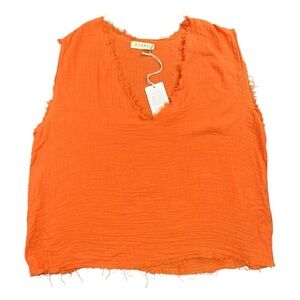 NWT Stark X Women’s Orange Sleeveless Cotton Tank With Raw Hems In Size S